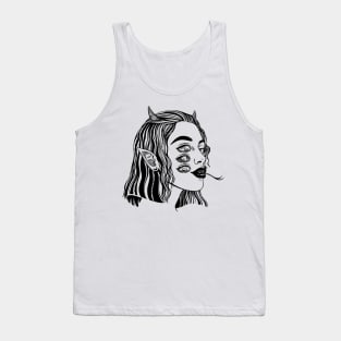 Demonic shake girl with horns and six eyes Tank Top